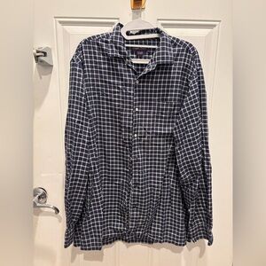 Ralph Lauren Purple Label Navy and White Windowpane Button-Up Shirt